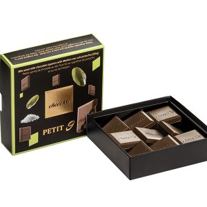 Sós Pisztáciával Töltött Tejcsokoládé Kockák 50g
