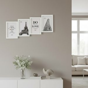 4 darabos modern fali képkeret szett dekor nyomatokkal