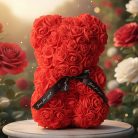 Piros rózsamedve 25 cm díszdobozban szalaggal